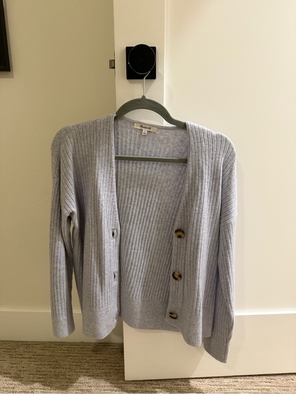 Madewell Ribbed Light Blue Button-Front Women’s Cardigan